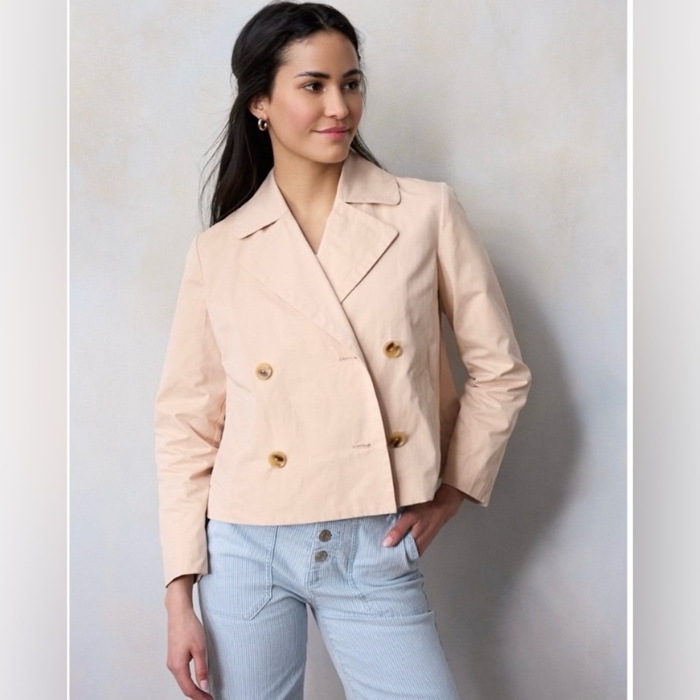 LC Lauren‎ Conrad Pink Double Breasted Cropped Trench Jacket Women's Size XS